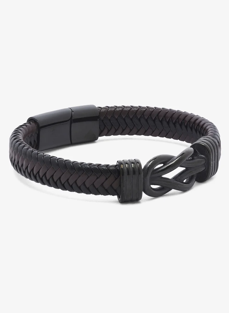 Seventy Five Faux Leather Bracelet with Magnetic Clasp